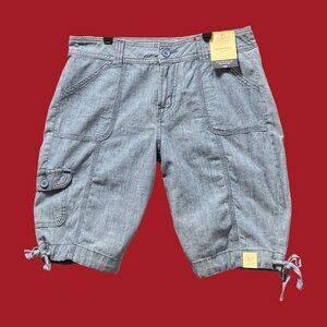 St. John's Bay - Women's Mid-Rise Cargo Bermuda Short - Light Blue - 4